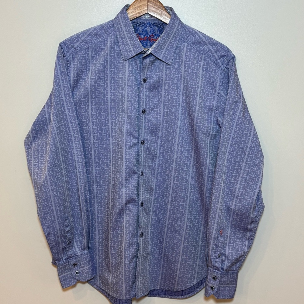 Robert Graham Flip Cuff Long Sleeve Button Down Blue Size Large